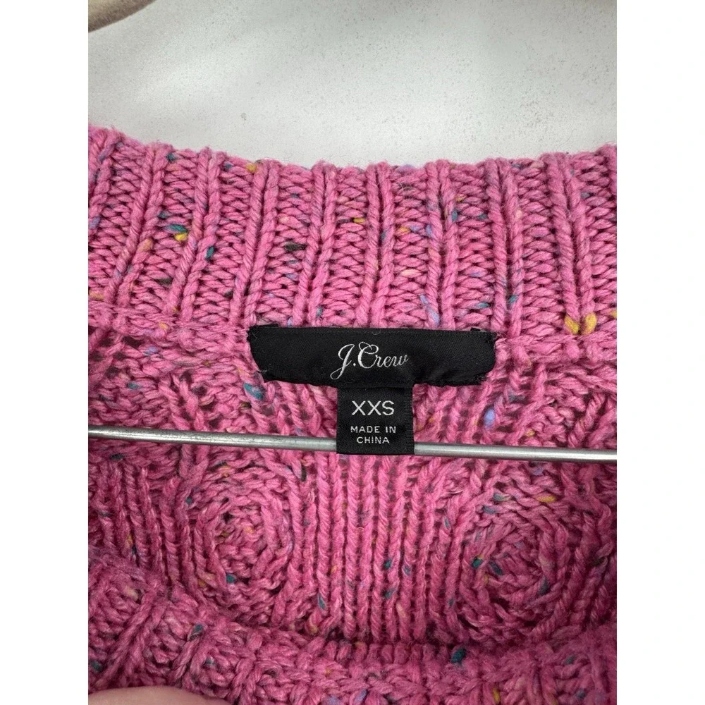 J.Crew Cable Knit Sweater Women XXS Pink Speckled Crew Neck Cotton‎ Preppy